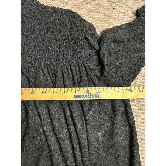 Deletta Anthropologie Black Lace Mock Neck Blouse Large Sheer Goth Fairy Witchy - Picture 5 of 9